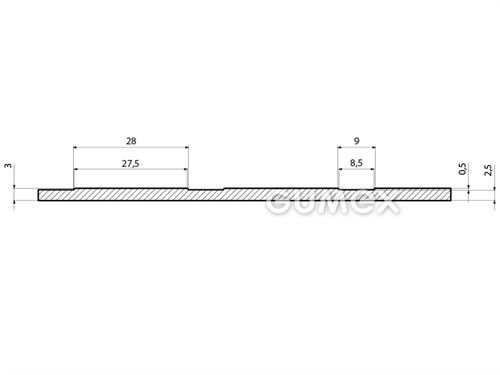 Gummi-Bodenbelag SANTO, 3mm, Breite 1450mm, 75°ShA, SBR, fläche Noppen, -30°C/+70°C, rot, 